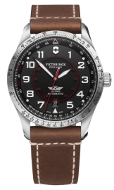 WATCH AIRBOSS MECH. SS BLACK DIAL, BROWN STRAP