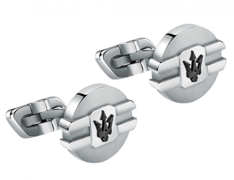 MASERATI J CUFFLINKS STEEL+IP BLACK