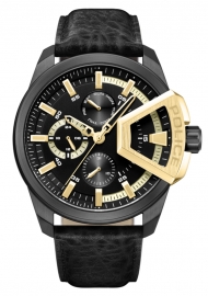 WATCH Underlined Black Dial Black Strap Multi