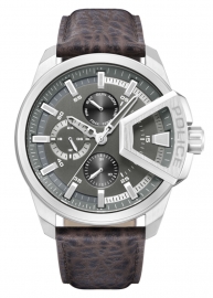 WATCH Underlined Grey Dial Brown Strap Multi