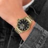 Mensor Black Dial IPGold Bracelet 3H