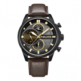 WATCH Reactor Black Dial Brown Leather Multi