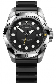 WATCH DIVE PRO SS BLACK DIAL, BLACK RUBBER