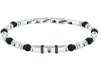 WATCH ICONIC BR W/ BLK AGATE & IP BLK 18.5+3CM