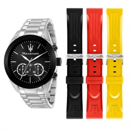WATCH TRAGUARDO 45MM CHR BK DIAL SS BR+3 SIL