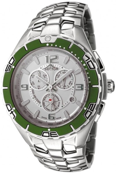 SECTOR  340 EXT CHR WHITE DIAL GREEN BEZEL SWISS MOVEMENT ISA 8172-220 44 Mm. R3273934045