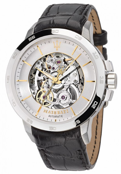 MASERATI INGEGNO AUTO 45MM WHT/P DIAL BLK STR SS R8821119002