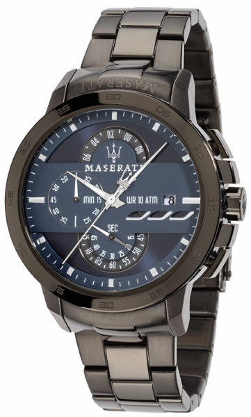 MASERATI INGEGNO CHR 45MM BLUE DIAL BR IP GUN R8873619001