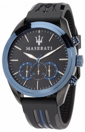 WATCH MASERATI TRAGUARDO CHR BLUE DIAL SIL STR B IP BLK R8871612006