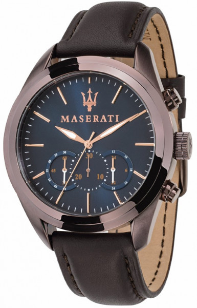 MASERATI TRAGUARDO CHR BLUE DIAL BRW STR PVD BRW R8871612008