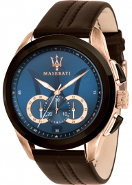 WATCH MASERATI TRAGUARDO 45MM CHR BLUE DIAL BROWN ST R8871612024