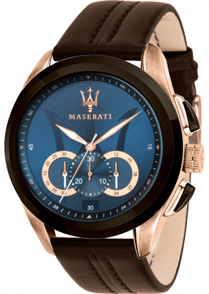 MASERATI TRAGUARDO 45MM CHR BLUE DIAL BROWN ST R8871612024