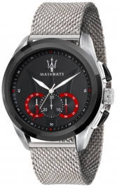 WATCH MASERATI TRAGUARDO 45MM CHR BLACK DIAL SS MESH R8873612005