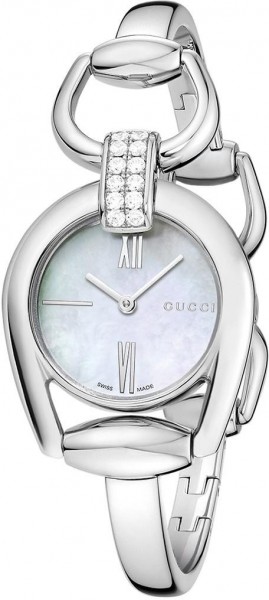 GUCCI WATCH  HORSEBIT STEEL BANGLE 12 DIAMONDS YA139504