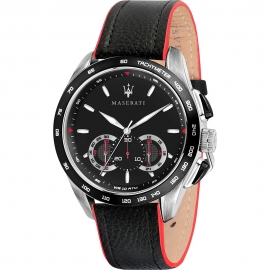 WATCH MASERATI TRAGUARDO 45MM CHR BLACK DIAL BLACK STR R8871612028