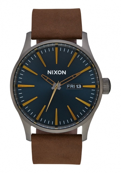 NIXON SENTRY LEATHER GUNMETAL / INDIGO / BROWN A1052984