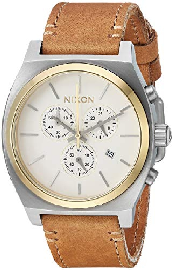 NIXON TIME TELLER CHRONO LEATHER GOLD CREAM A11642548