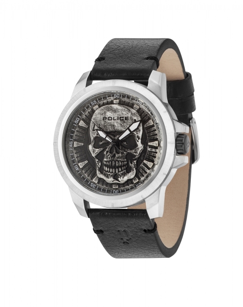 POLICE REAPER 3H SILVER DIAL BLACK STRAP R1451242003