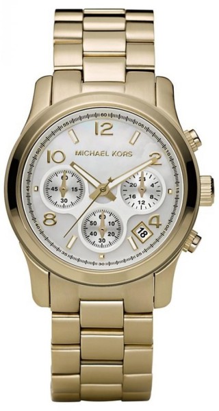MICHAEL KORS   Gold Chrono Chrono Mother Of Pearls Dial MK5305