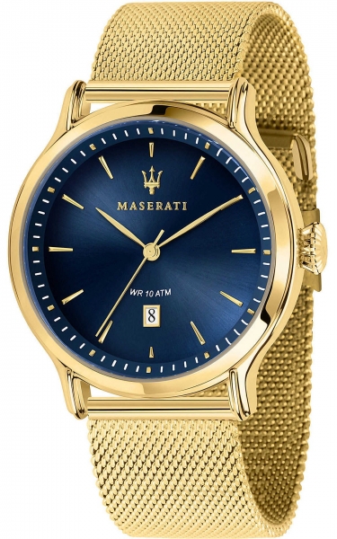 MASERATI EPOCA EXT 42MM 3H BLUE DIAL MESH BAND YG R8853118014