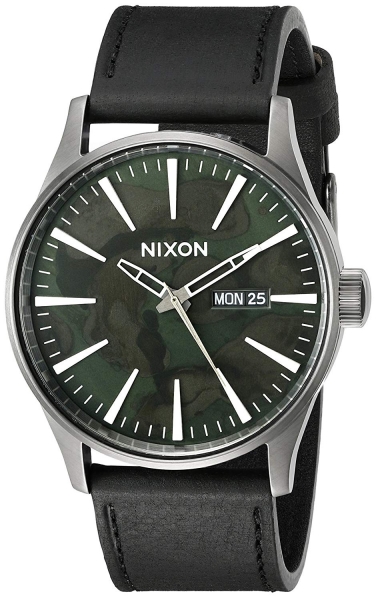 NIXON SENTRY LEATHER GUNMETAL / GREEN OXYDE A1052069
