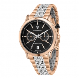 WATCH MASERATI EPOCA 42MM CHR BLK MATT DIAL BR SS+RG R8873638005
