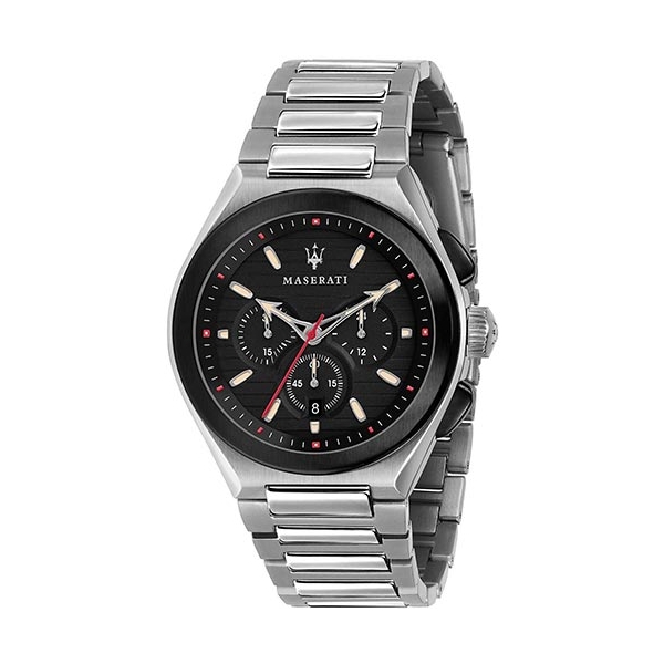 MASERATI TRICONIC 43MM CHR BLACK DIAL BR SS R8873639002