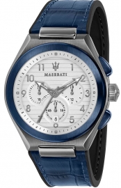 WATCH MASERATI TRICONIC 43MM CHR WHITE DIAL BLUE ST R8871639001