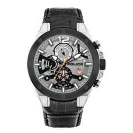 WATCH POLICE SAIHO MULTI SILVER DIAL BLACK STRAP PL.15711JSTB-04