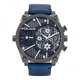 WATCH POLICE VIGOR MULTI 51MM BLUE DIAL & LEATHER STR PL.15381JSU-61B