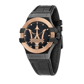 WATCH MASERATI POTENZA 42MM 3H BLK DIAL BLK ST RG PVD R8851108032