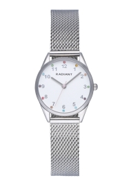 WATCH RADIANT RAINBOW STONES 28MM WHITE DIAL SS MESH RA556601