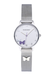 WATCH RADIANT ICON 28MM WHITE BUTTERFLY DIAL SS MESH RA555601