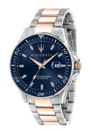 WATCH MASERATI SFIDA 44MM 3H BLUE DIAL BR SS+RG R8853140003