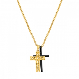 WATCH POLICE JEWELS STRUVE NECKLACE DOUBLE CROSS GOLD BLACK PJ.26571PSGB-02