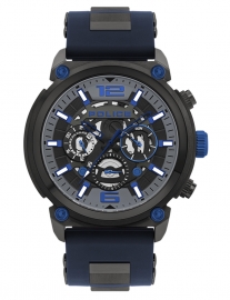 WATCH POLICE ARMOR MULTIF GREY DIAL BLUE SILICONE STR PL.14378JSU-13P