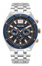 WATCH POLICE KEDIRI DUAL TIME BLUE & RG DIAL SS BAND PL.15995JSTBL-61M