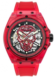 WATCH POLICE TRANSLUCENT AUTO 44MM RED SILICONE STRAP PL.15924JPR-16P