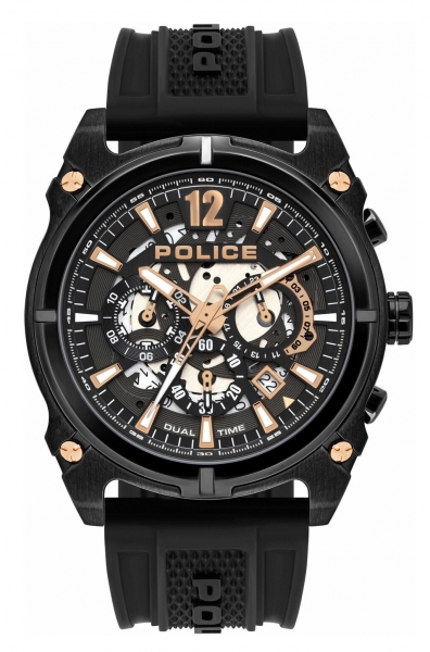 POLICE ANTRIM DUAL 46MM GUN DIAL BLACK SILICONE PL.16020JSB-61P