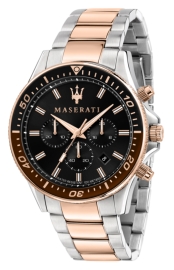 WATCH MASERATI SFIDA 44MM CHR BLACK DIAL BR SS+RG R8873640009