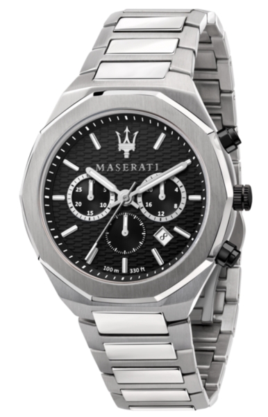 MASERATI STILE 45MM CHR BLACK DIAL BR SS R8873642004