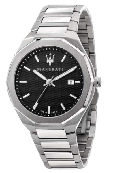 MASERATI STILE 45MM 3H BLACK DIAL BR SS R8853142003