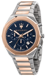 WATCH MASERATI STILE 45MM CHR BLUE DIAL BR SS+RG R8873642002