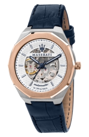 WATCH MASERATI STILE 42MM AUTO W/SILVER DIAL BLUE ST R8821142001