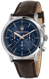 WATCH MASERATI EPOCA 42MM CHR BLUE DIAL BROWN ST R8871618014