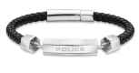 POLICE JEWELS HARDWARE BRACELET SS & BLACK LEATHER PEAGB2119631