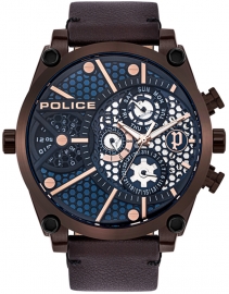 WATCH POLICE VIGOR MULTI 51MM BROWN DIAL & LEATHER ST PL.15381JSBZ-03