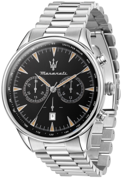 MASERATI TRADIZIONE 45MM CHR BLACK DIAL BR SS R8873646004