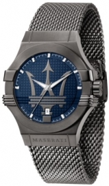 WATCH MASERATI POTENZA 42MM 3H BLUE DIAL MESH BR GUN R8853108005