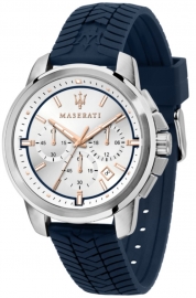 WATCH MASERATI SUCCESSO 44MM CHR W/SILVER DIAL BLUE ST R8871621013